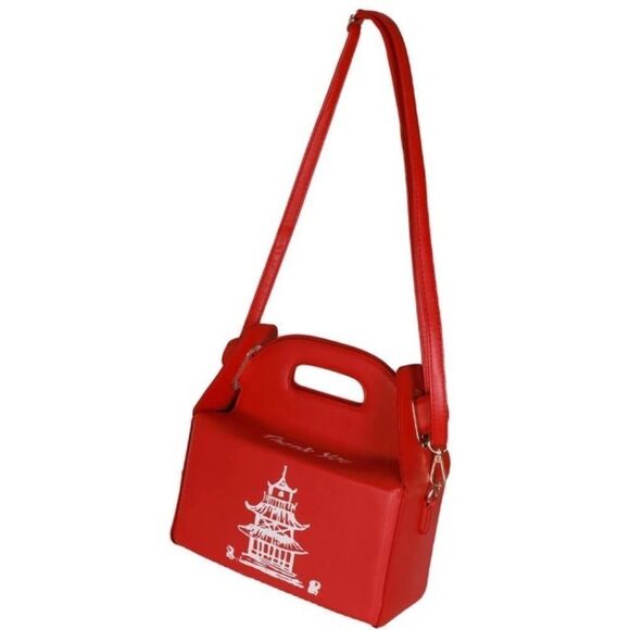 Chinese Tower Print Top-Handle Takeout Box Handbag - Picture 3 of 9
